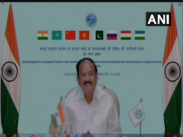 Vice President Venkaiah Naidu addressing the 19th meeting of SCO Council of Heads of Government through video conferencing on Monday.
