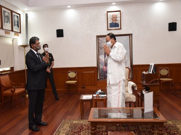 sh K. Reddy, India's Ambassador-designate to Brazil called on the Vice President (Photo tweeted from Twitter account of Vice President)