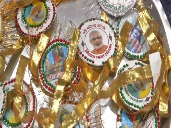 Women of Muslim community are making Rakhi with Prime Minister Narendra Modi's face in Varanasi, Uttar Pradesh. (Photo/ANI)