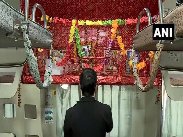 Visual of the temple in coach B5 of the Kashi-Mahakal Express. Photo/ANI