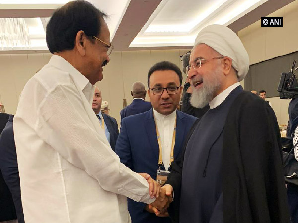 Vice-President Venkaiah Naidu in conversation with Iranian President Hassan Rouhani (File photo/ANI)