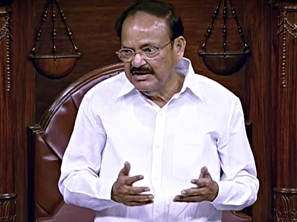 Rajya Sabha Chairman M Venkaiah Naidu during the proceedings of the Upper House on Monday. Photo/ANI