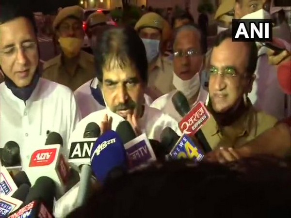 Congress leader KC Venugopal talking to reporters on Thursday. Photo/ANI
