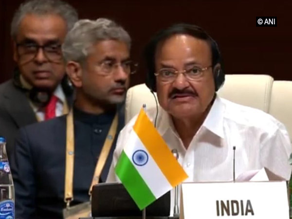 Vice President M Venkaiah Naidu while addressing the 18th Summit of the Non-Aligned Movement (NAM) at Baku on Saturday. Photo/ANI
