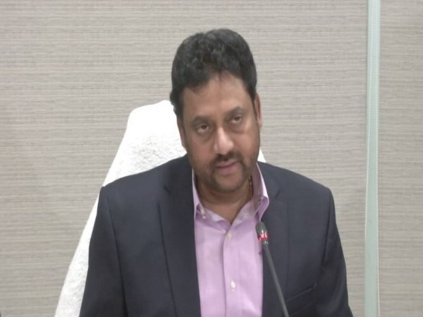 Andhra Pradesh Planning Department Secretary, Vijay Kumar speaking at a press conference in Vijayawada. Photo/ANI