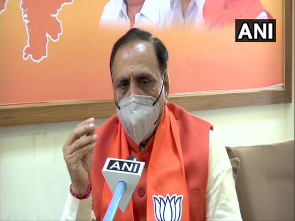 Gujarat CM Vijay Rupani speaking to ANI in Gandhinagar on Tuesday. Photo/ANI