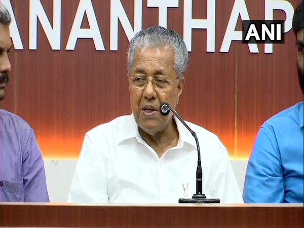 Kerala Chief Minister P Vijayan addresing a press conference in Kerala on Sunday. Photo/ANI