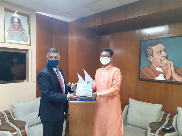 Indian High Commissioner Vikram Doraiswami with Bangladesh Minister of Shipping (MoS), Khalid Mahmud Chowdhury. (Photo credit: Twitter Account of the High Commission of India in Bangladesh)