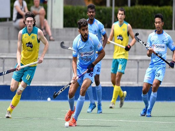 India colts midfielder Vishal Antil in front (Photo/Hockey India Twitter)