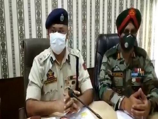 Visuals from the joint press conference by Army and Jammu and Kashmir officials on Sunday. Photo/ANI
