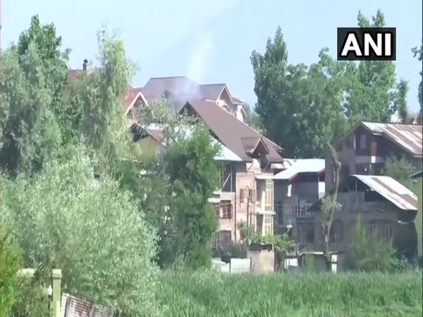 Visual from Zadibal area in Srinagar where exchange of fire between terrorists and security forces is underway on Sunday. [Photo/ANI]
