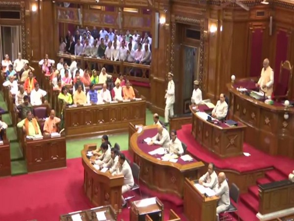 Visual from the Vidhan Sabha session in progress in Lucknow on Wednesday. Photo/ANI