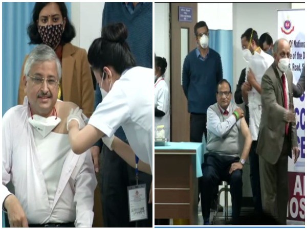 AIIMS director Dr Randeep Singh Guleria and NITI Aayog member VK Paul on Saturday were administered the COVID-19 vaccine shot at AIIMS Delhi.