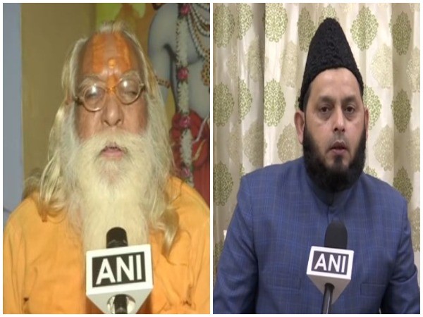 Satyendra Das, head priest of the makeshift Ram temple, Ayodhya (L), Khalid Rasheed AIMPLB (R), talking to ANI on Saturday. Photo/ANI