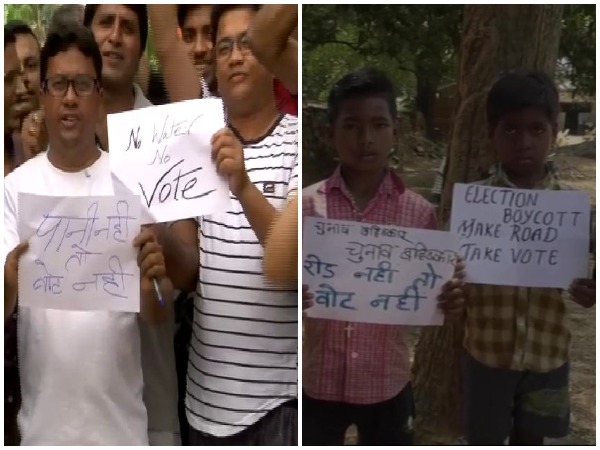 Visuals of people boycotting Lok Sabha polls.