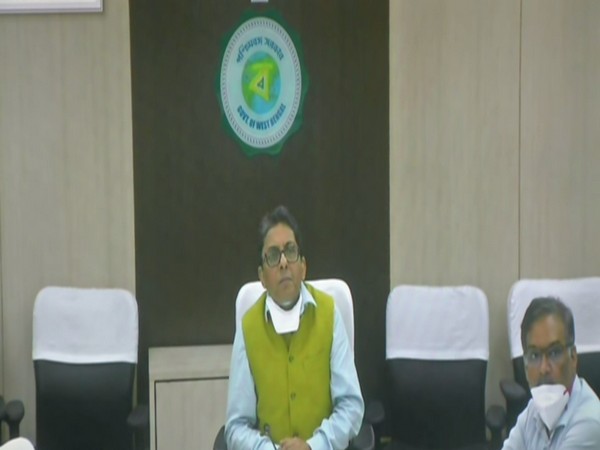 West Bengal Home Secretary Alapan Bandopadhyay during a video conference. Photo/ANI