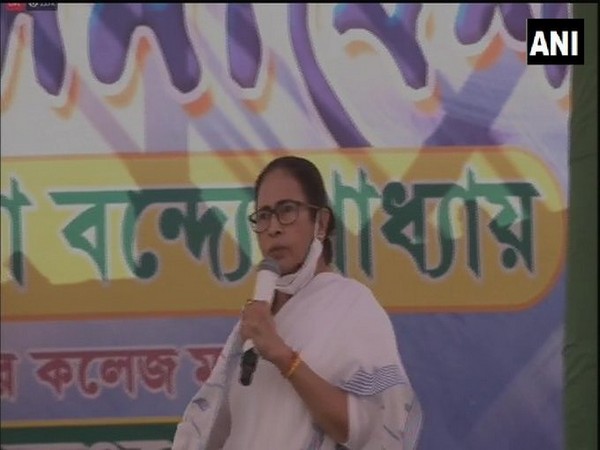 West Bengal Chief Miniter Mamata Banerjee at a rally in Paschim Medinipur. (Photo/ANI)