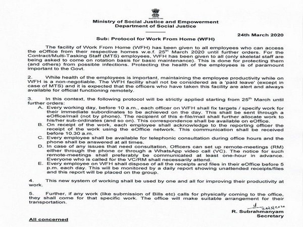 A grab of the letter issued by secretary, higher education, to the Ministry of Social Justice and Empowerment.[Photo/ANI]