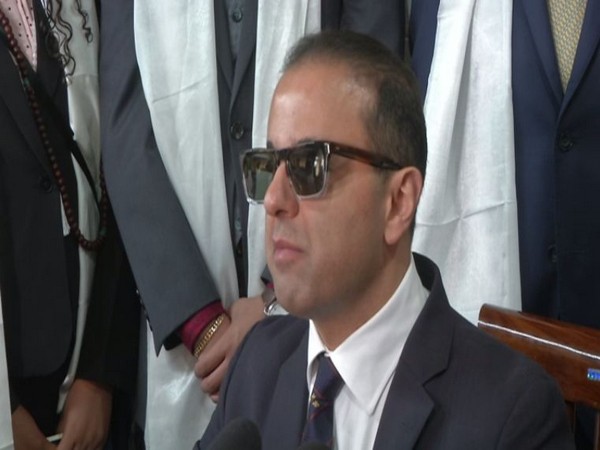 Lieutenant Governor of Washington Cyrus Habib speaking to the media after meeting the Dalai Lama on Monday 