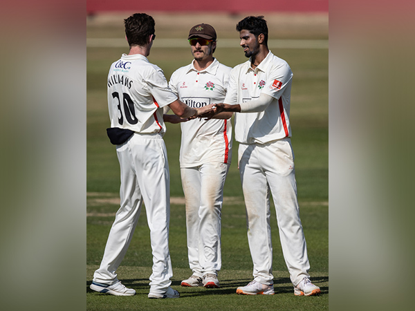 Washington Sundar celebrating a wicket. (Photo- Lancashire Cricket) 