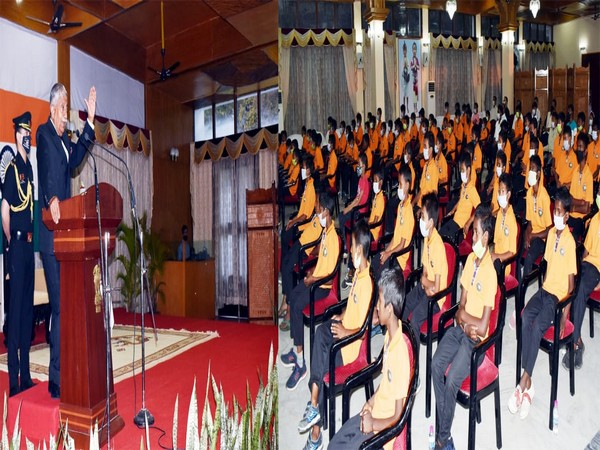 Arunachal Guv interacting with school students. 