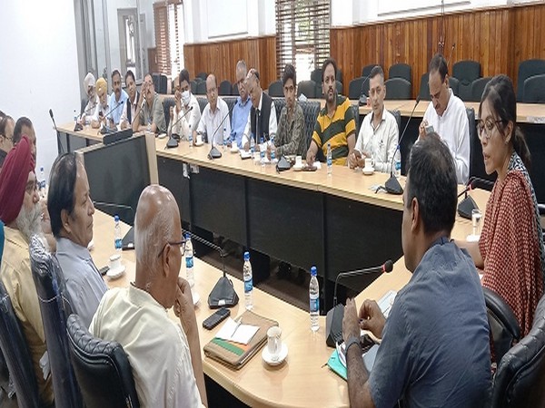 DEO Jammu Avny Lavasa in a meeting with representatives of various political parties (Photo/ANI)