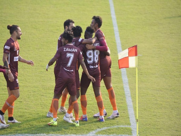 Gokulam Kerala celebrating after beating Real Kashmir (Image: AIFF/I-League)