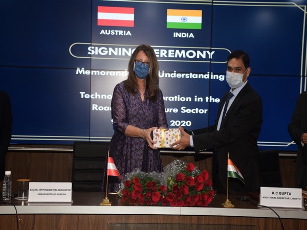 The MoU was signed by the Additional Secretary, MoRTH Shri KC Gupta (right) and the Ambassador of Austria Brigitte Oppinger-Walchshofer. Photo/ANI