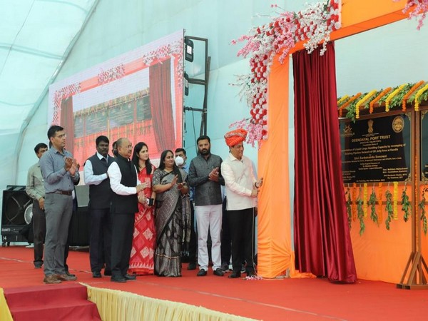 Union Minister Sonowal lays foundation stone for projects worth Rs. 275 cr. at Deendayal Port Gujarat (Photo/ANI)