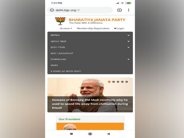Delhi BJP webiste. Photo/ANI