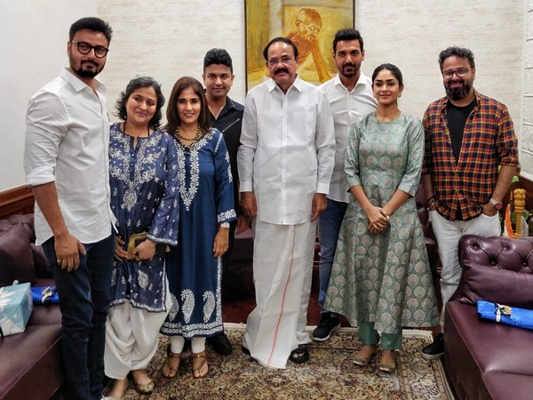 'Batla House' cast and director Nikkhil Advani with Vice President Venkaiah Naidu