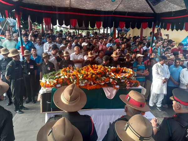 Visuals from Dehradun where cremation of slain jawan Sandeep Thapa took place. Photo/ANI