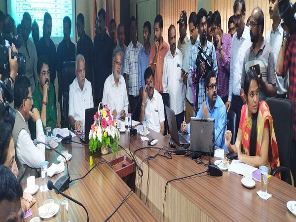  Chief Minister BS  Yediyurappa in a meeting with officials in  Kodagu district in Karnataka. Photo/ANI