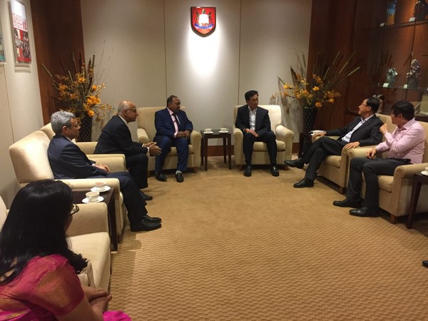 Odisha's Minister Premananda Nayak and Minister of Education, Singapore, Ong Ye Kung at Ministry of Education Department in Singapore on Tuesday.Photo/ANI