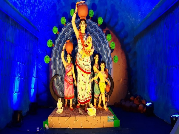One of the Durga Puja Pandal in West Bengal's Silliguri. Photo/ANI