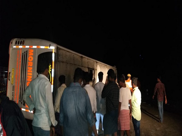 A grab from the visual from an accident site in Anantapuram [Photo/ANI]