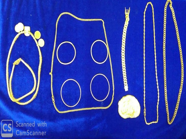 The seized gold from two men at the Chennai International Airport in Tamil Nadu. Photo/ANI