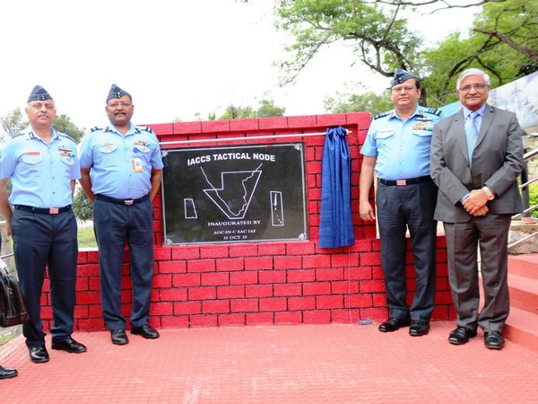 (Left to right): Group Captain Anuj Pathak, Air Commodore  R Punj, Air Marshal B Suresh and Natraj Krishnappa at the IACCS in Bengaluru on Wednesday. Photo/ANI
