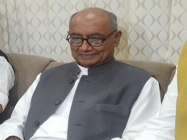 Congress leader Digvijaya Singh at a press conference in Lucknow on Tuesday. Photo/ANI