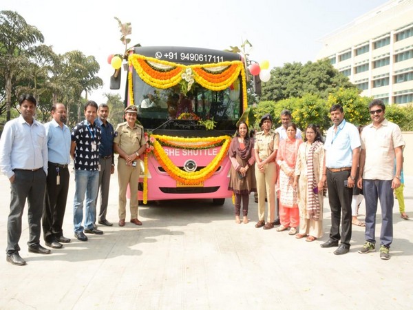 The launch of 'She Shuttle' bus service in Hyderabad on Monday.