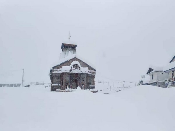 The snow-covered shrine of Kedarnath in Uttarkhand