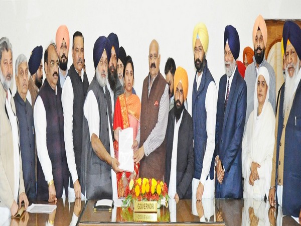 SAD-BJP delegation during a meeting with Punjab Governor VP Singh Badnore on Tuesday. Photo/ANI