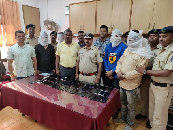 Calangute Police on Monday arrested four men and recovered 54 mobile phones worth Rs 10 lakh in Goa. Photo/ANI