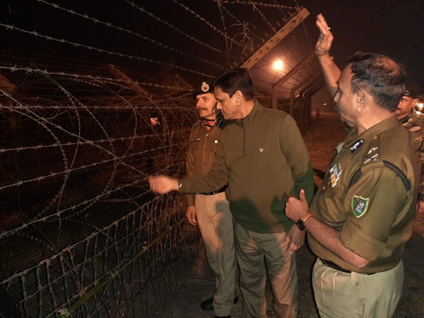 Minister Nityanand Rai at the India-Bangladesh border in Jalpaiguri on Monday.