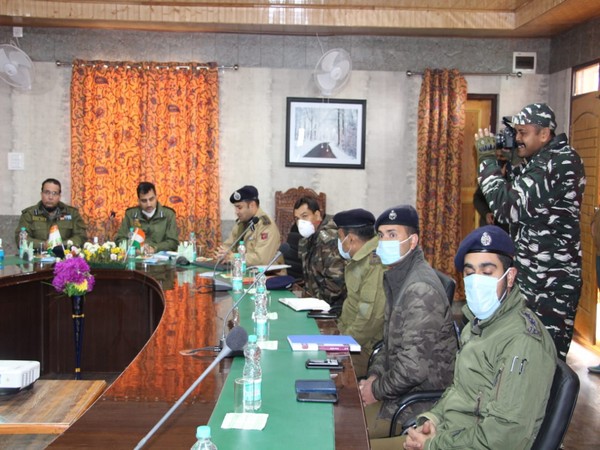 Visuals from poll preparedness review meeting held in Bandipora (Photo/ANI)