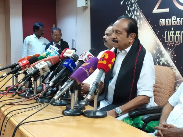 MDMK founder Vaiko addresses media in Chennai on Wednesday [Photo/ANI]
