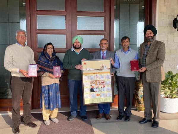 Punjab Chief Minister Captain Amarinder Singh releasing the government's new year diary and calendar with other officials in Chandigarh on Saturday. Photo/ANI