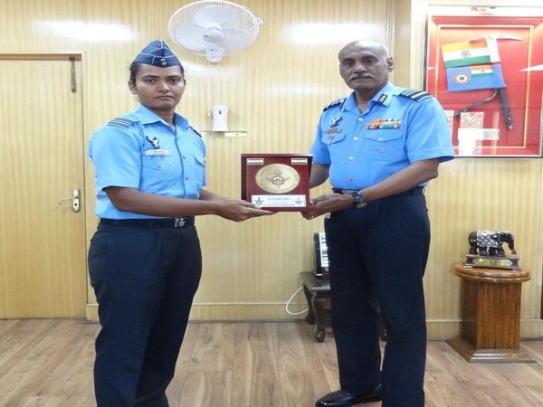 Indian cricketer Shikha Pandey and Air Marshal MSG Menon