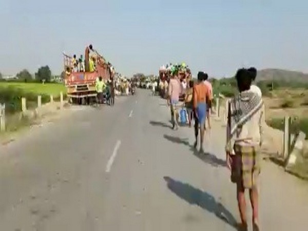Over 3,000 migrant labourers stranded in Andhra Pradesh. Photo/ANI