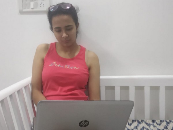 Laveena Sansanwal, a class XII student, undertaking online education